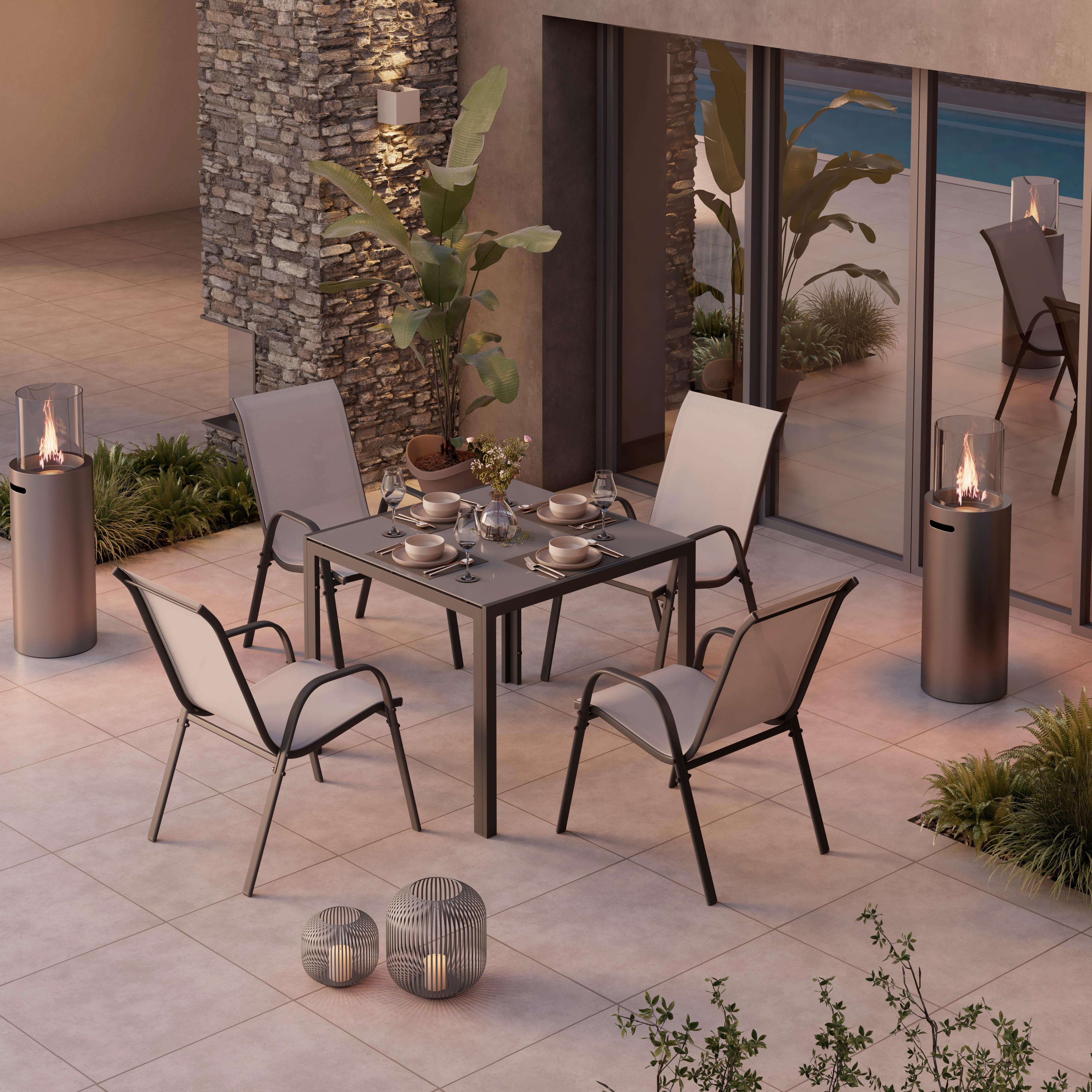 Gartenset Barcelona - Dunkelgrau, MODERN, Glas/Textil - Beldano