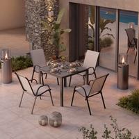 Gartenset Barcelona - Dunkelgrau, MODERN, Glas/Textil - Beldano