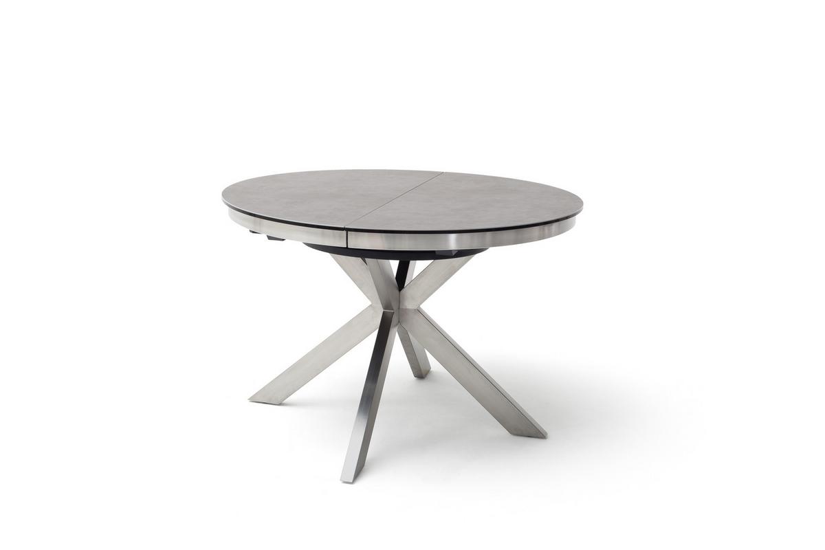 Esstisch ausziehbar Winnipeg 120-160x120 cm Anthrazit - Edelstahlfarben/Anthrazit, Design, Keramik/Metall (120/120/76cm) - Livetastic