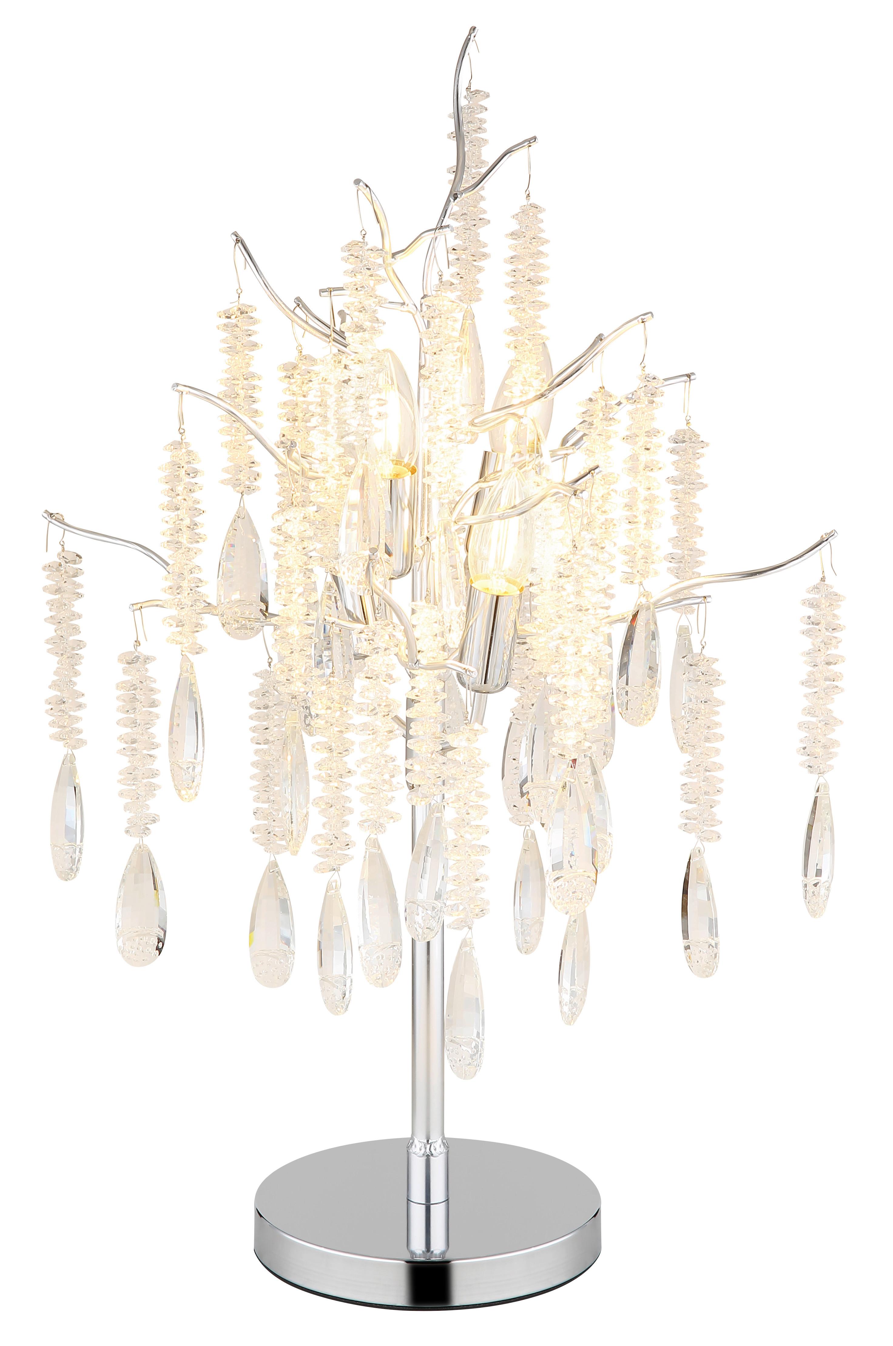 Tischleuchte Exkl. 4xe14, 40w - Klar/Silberfarben, KONVENTIONELL, Glas/Kunststoff (41/67cm) - Globo