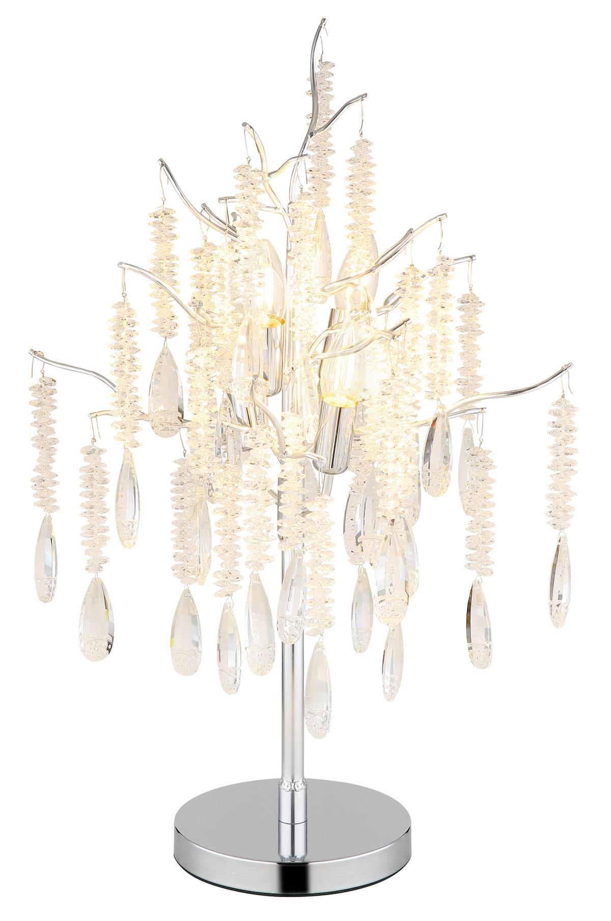 Tischleuchte Exkl. 4xe14, 40w - Klar/Silberfarben, KONVENTIONELL, Glas/Kunststoff (41/67cm) - Globo