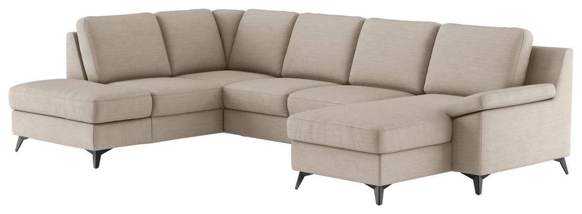 Wohnlandschaft Boom, Beige 204x309x156 cm - Beige/Schwarz, KONVENTIONELL, Textil (204/309/156cm) - Cotta