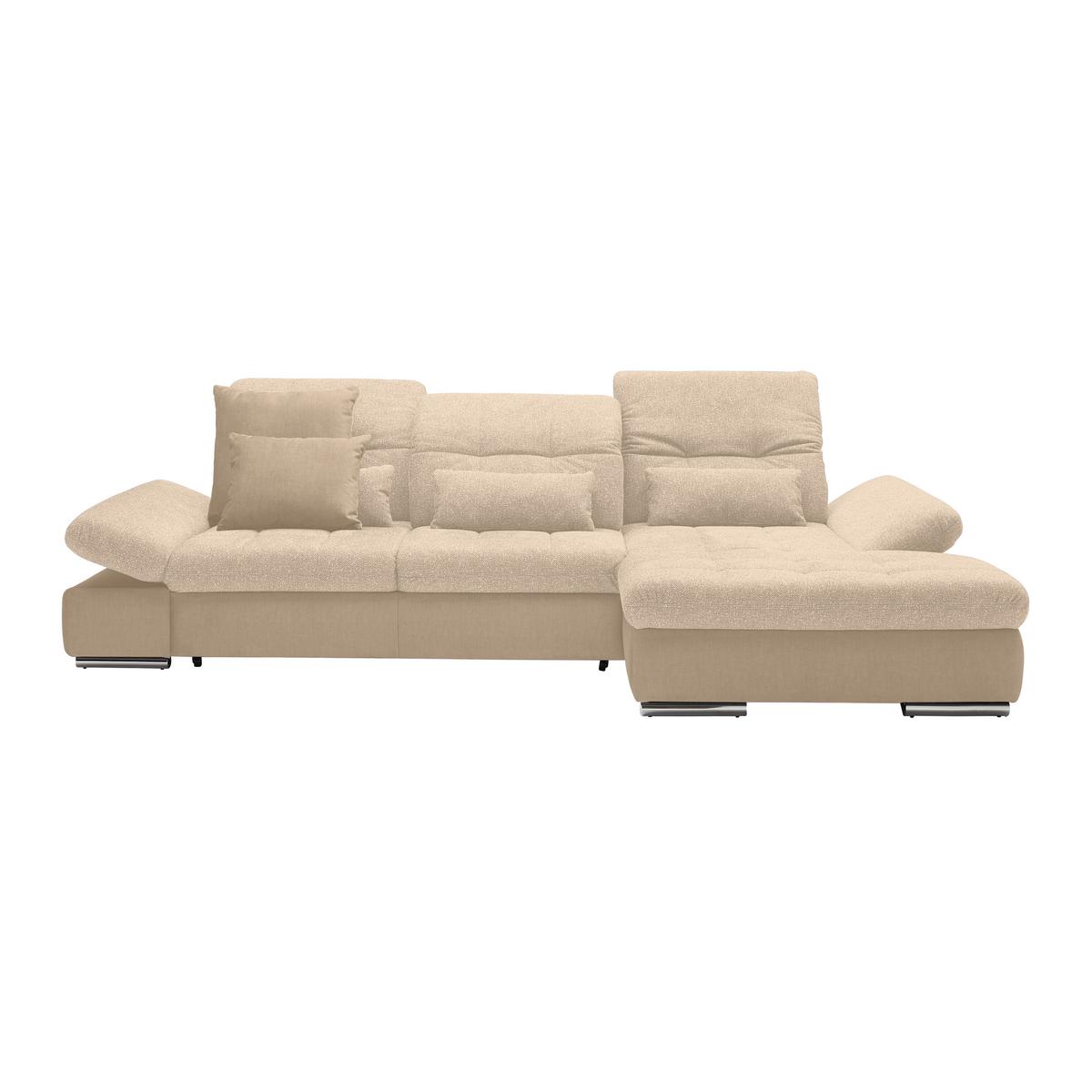 Rohová sedačka SANFINO, pravá, béžová - chrómová/béžová, Konventionell, kov/drevo (305/79-96/199cm) - Premium Living