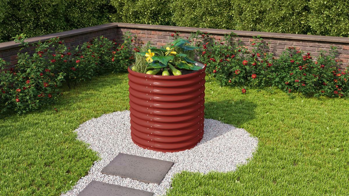 Hochbeet Stahl Vita Rund 82,1x85,8,82,1 cm Rot - Rot, Basics, Metall (82,1/85,8/82,1cm)