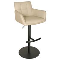Barhocker Porto Beige B: 54,5 cm - Beige/Schwarz, MODERN, Leder/Metall (54,5/90/112/51,5cm) - Livetastic