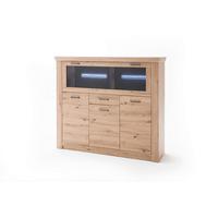 Highboard B: 164 cm Meran Eichefarben - Eichefarben/Anthrazit, Design, Glas/Holzwerkstoff (164/146/45cm) - Livetastic