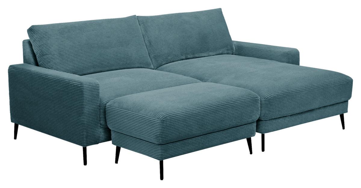 Univerzálna sedačka CORA, tyrkysový menčester - čierna/tyrkysová, Modern, kov/drevo (223/86/161cm) - Mömax