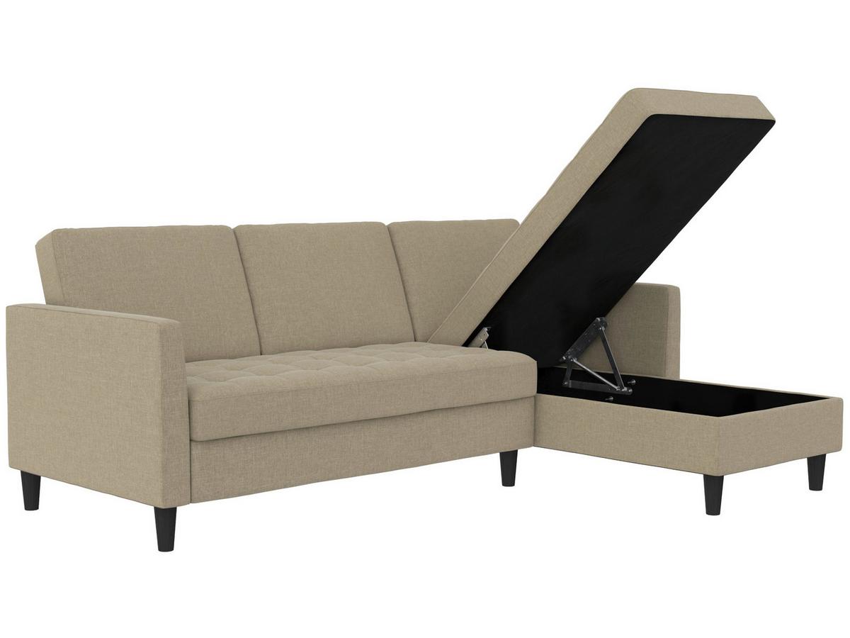 Ecksofa Palermo Cappuccino, mit Stauraum - Schwarz/Cappuccino, Basics, Textil (213/154cm) - Livetastic