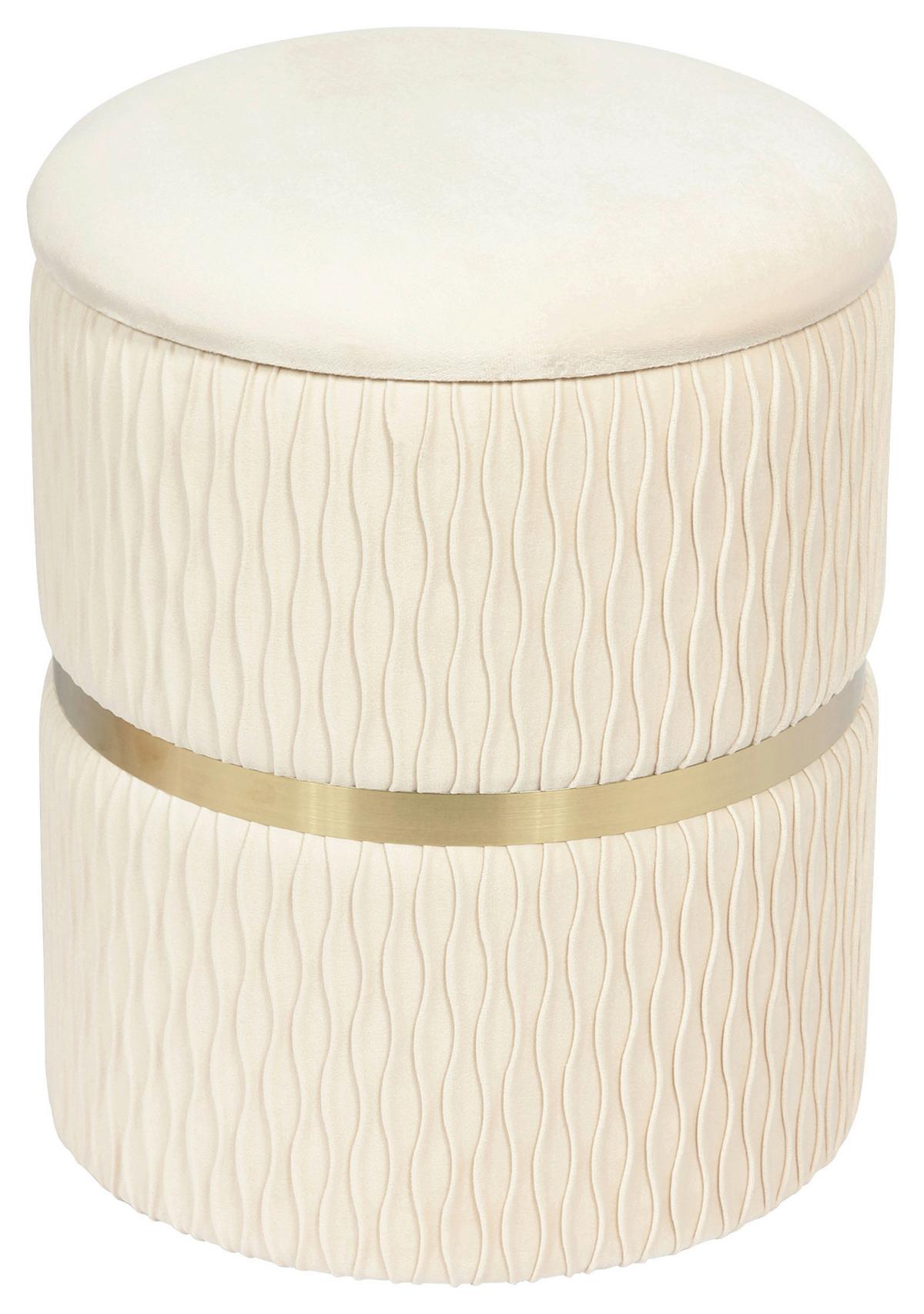 Hockerset Milas 100 2-Teilig Creme D: 36/31,5 cm - Goldfarben/Creme, KONVENTIONELL, Textil/Metall (31,5/36/38/44/31,5/36cm) - Kayoom