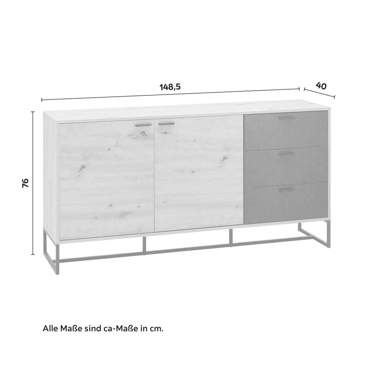 Komoda FOSCA - čierna/farba duba, Modern, kov (148,5/76/40cm) - Bessagi Home