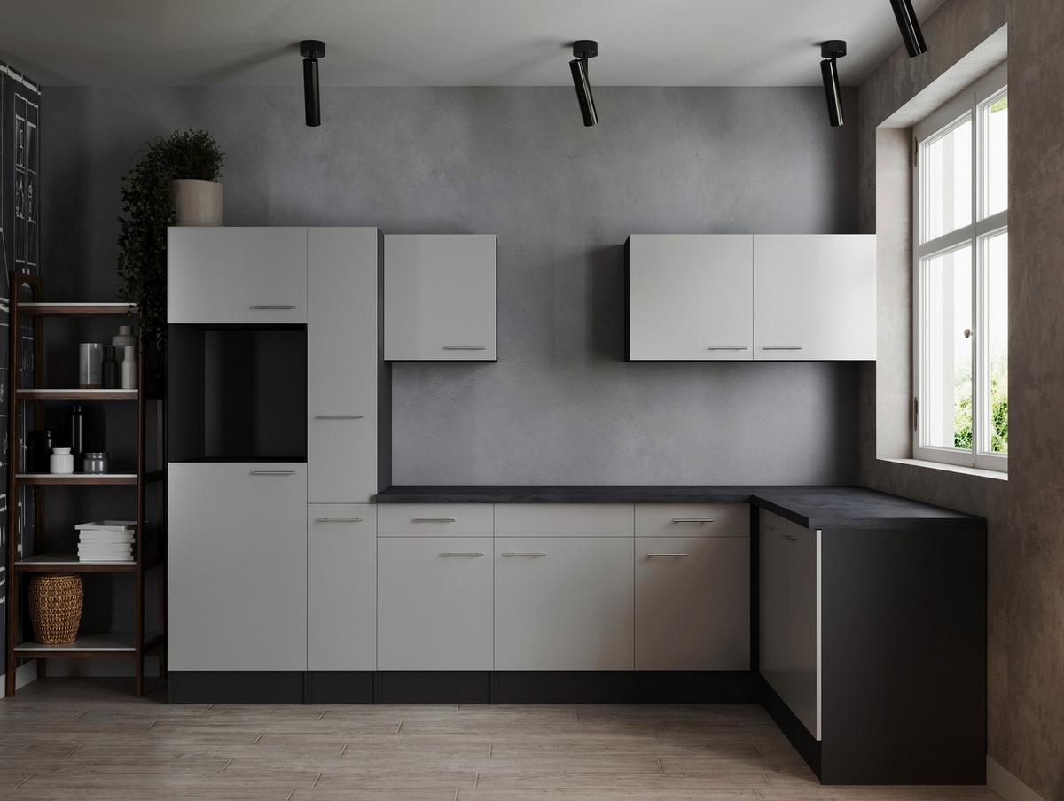 Eckküche Oliver Grau, Weiß S: 310x172cm - Weiß/Grau, Design, Holzwerkstoff (310/172cm) - Respekta