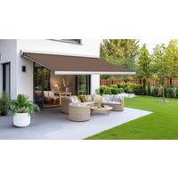 Kassettenmarkise Elektrisch 350x200 cm Taupe/Weißmit Fernbedienung - Schlammfarben, Basics, Metall (350/200cm) - Schwöller