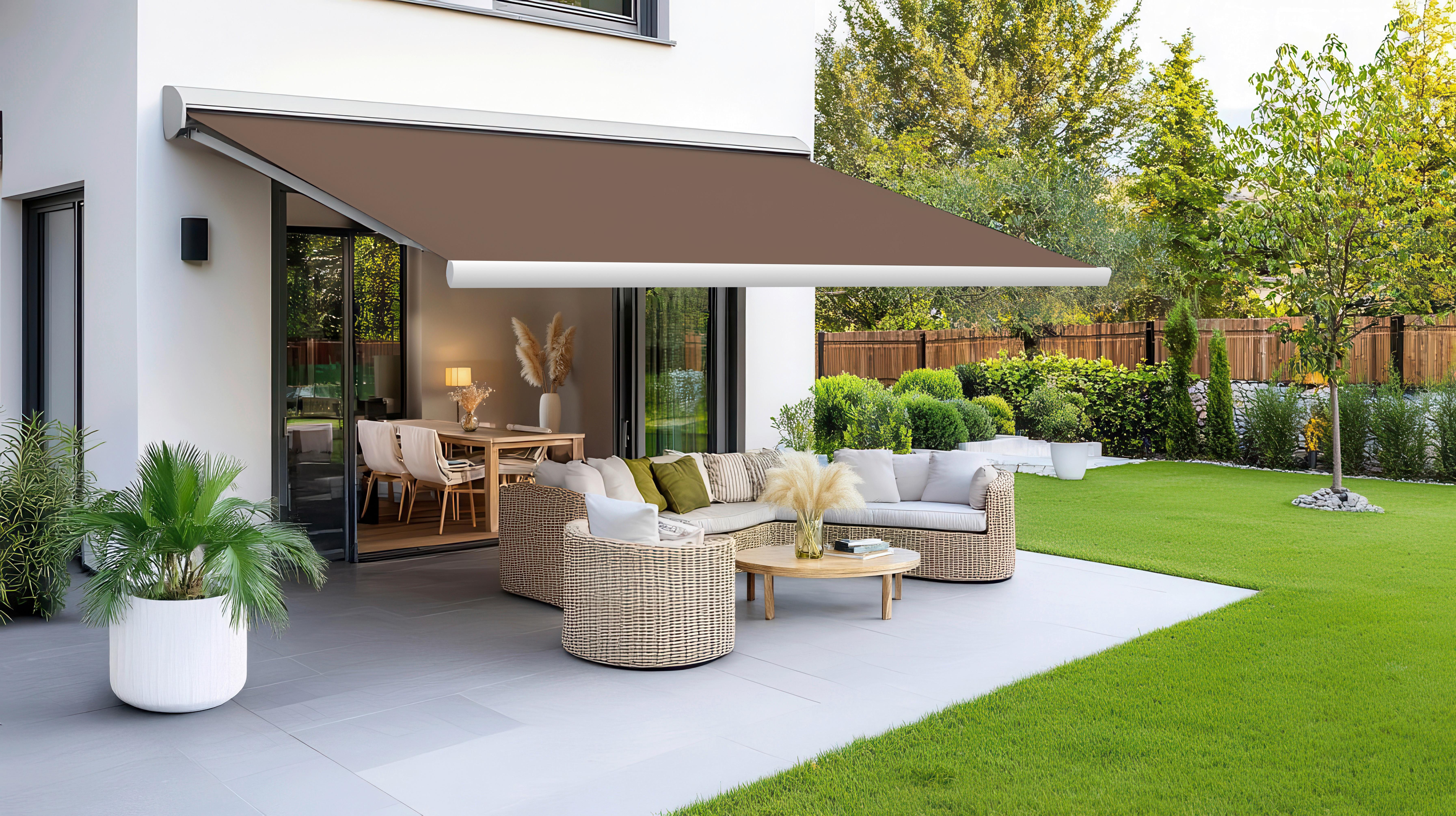 Kassettenmarkise Elektrisch 400x250cm Taupe/Weißmit Fernbedienung