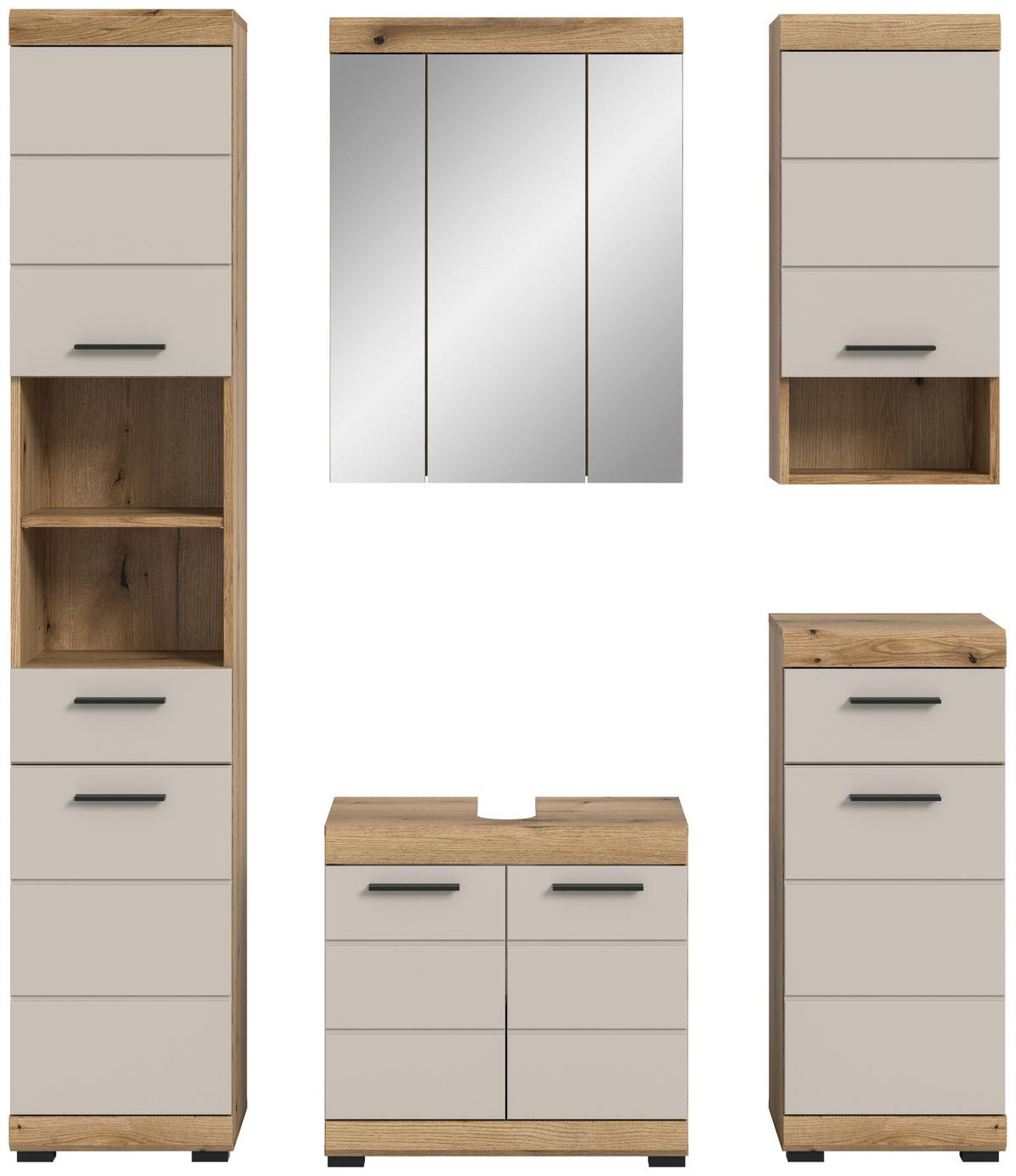 Badezimmer Scout Kaschmir/Naturfarbe B: 134 cm - Kaschmir/Schwarz, MODERN, Glas/Holzwerkstoff (134cm) - MID.YOU