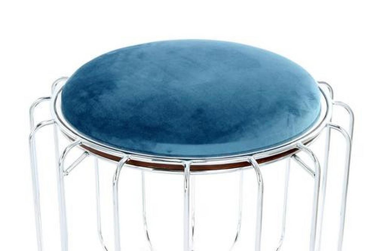 Beistelltisch/pouf 2 In 1 Comfortable Silber/petrol - Silberfarben/Petrol, Basics, Glas/Holzwerkstoff (50/50/45cm) - Kayoom