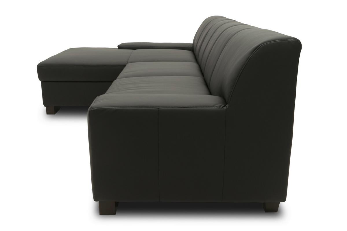 Ecksofa Mit Schlaffunktion Norma Schwarz Lederlook - Wengefarben/Schwarz, Design, Textil (153/268cm) - MID.YOU