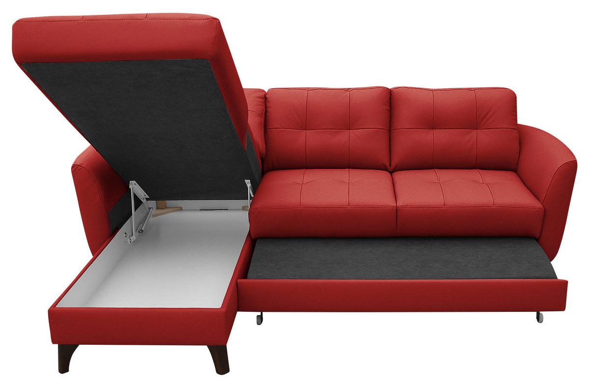 Ecksofa Nordic Rot S: 238x168 cm - Buchefarben/Rot, Design, Leder/Textil (238/168cm) - Livetastic