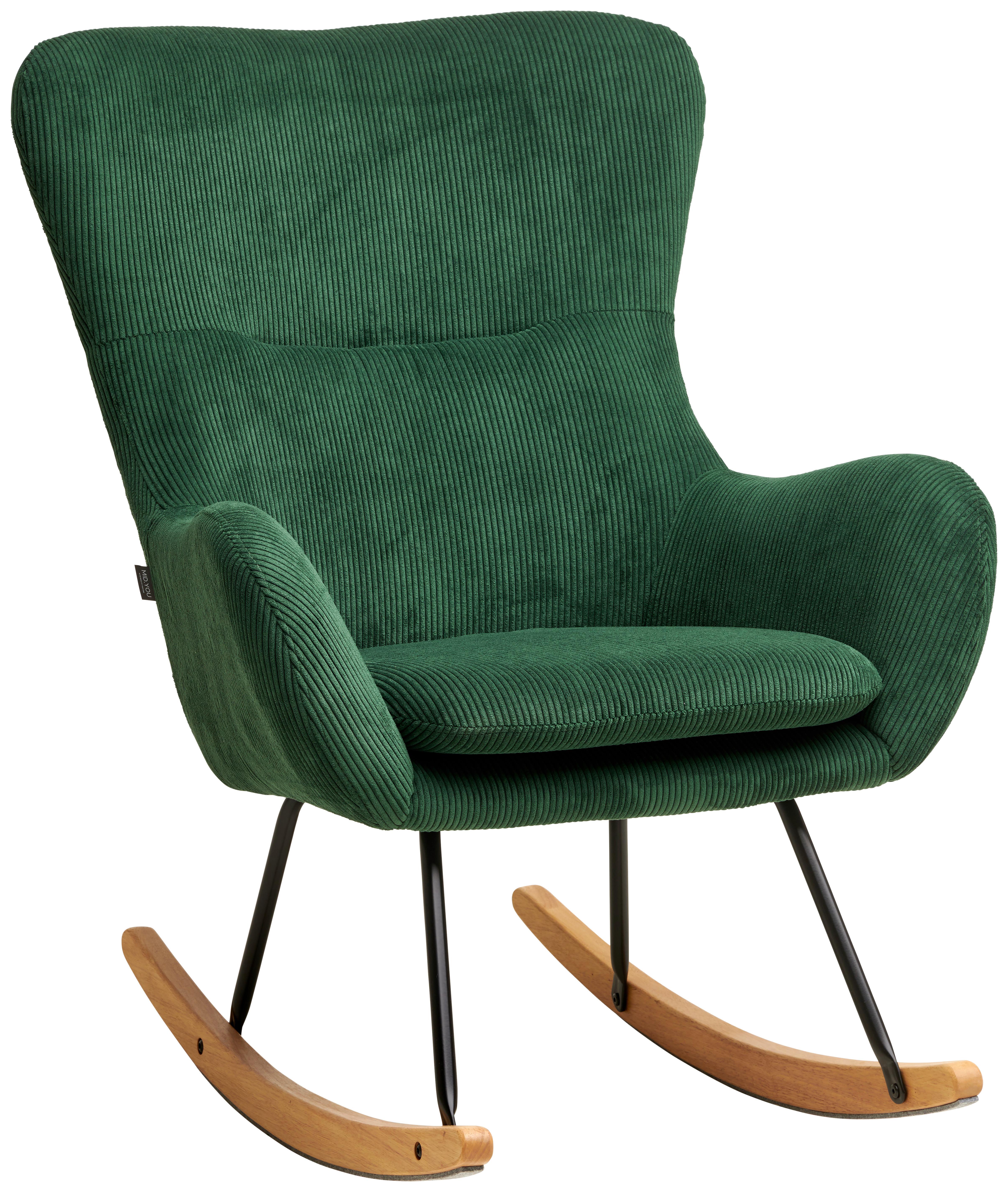 Schaukelstuhl m. Echtholzkufen Rocking Scandi Cord-Bezug Grün
