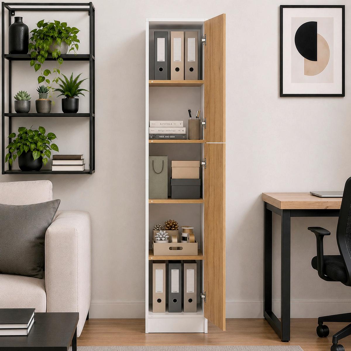 AKTENSCHRANK DILOS L - Honigeiche/Weiß, MODERN, Holzwerkstoff (38/183/32cm) - MID.YOU