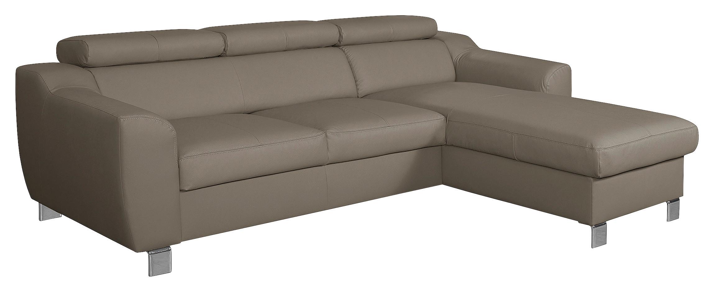 Ecksofa Aspen Taupe S: 242 Cm - Taupe/Chromfarben, Design, Leder/Textil (242/176cm) - Livetastic