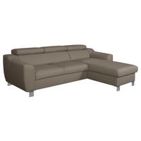 Ecksofa Aspen Taupe S: 242 Cm - Taupe/Chromfarben, Design, Leder/Textil (242/176cm) - Livetastic