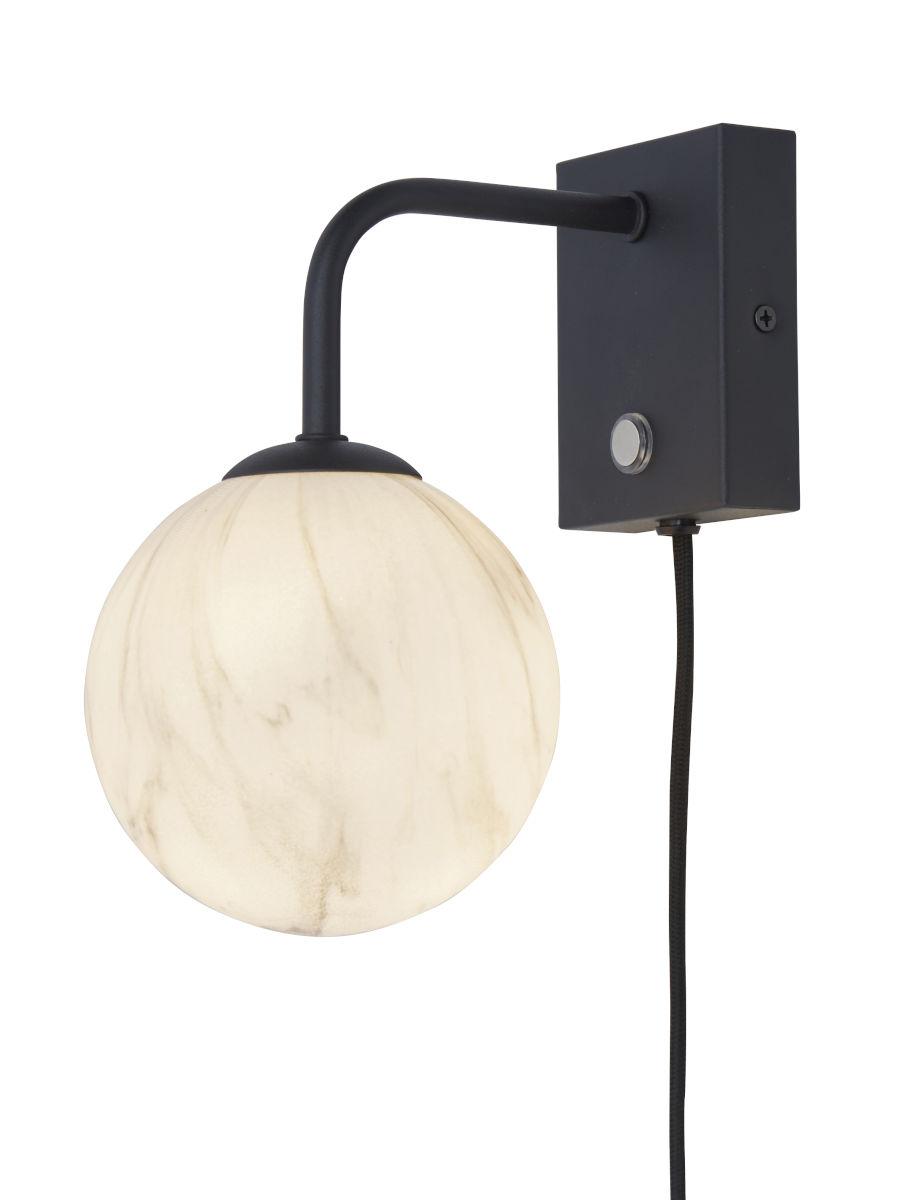Wandleuchte Carrera 1-Flammig mit Schalter - Schwarz/Weiß, Basics, Glas/Metall (12cm) - It's about Romi