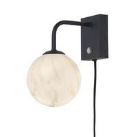 Wandleuchte Carrera 1-Flammig mit Schalter - Schwarz/Weiß, Basics, Glas/Metall (12cm) - It's about Romi