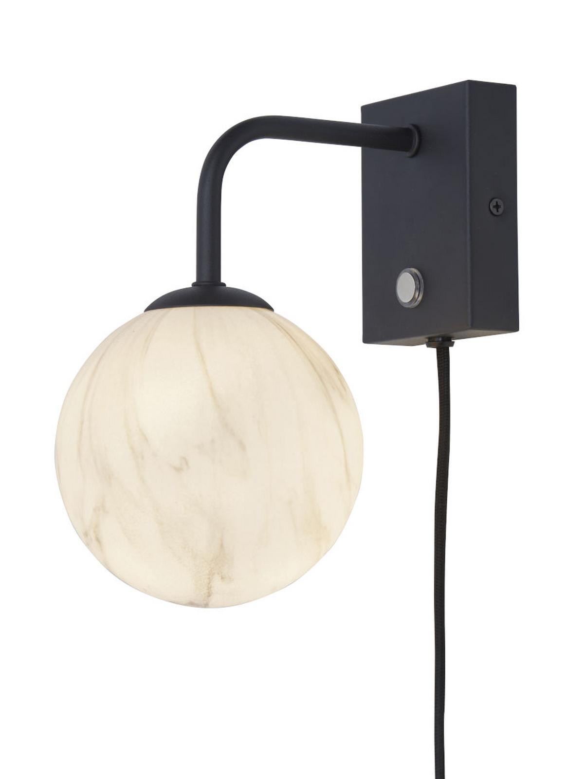 Wandleuchte Carrera 1-Flammig mit Schalter - Schwarz/Weiß, Basics, Glas/Metall (12cm) - It's about Romi