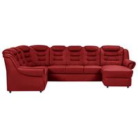 Wohnlandschaft Boston Rot Lederlook - Rot/Schwarz, KONVENTIONELL, Textil (216/333/165cm) - Livetastic