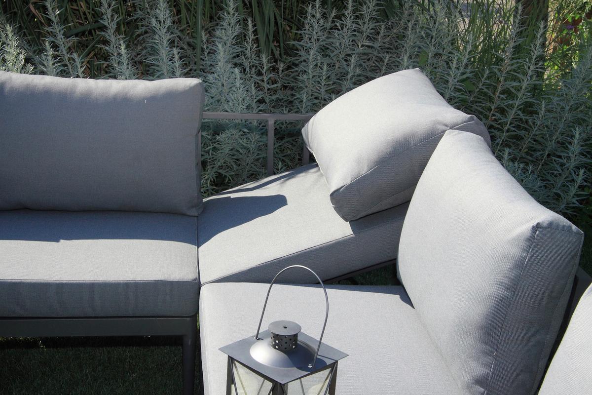 Loungegarnitur 4-Tlg. Paros Holz/Metall/Textil mit Kissen - Anthrazit/Silberfarben, Basics, Holz/Textil (243/68/243cm) - Acamp