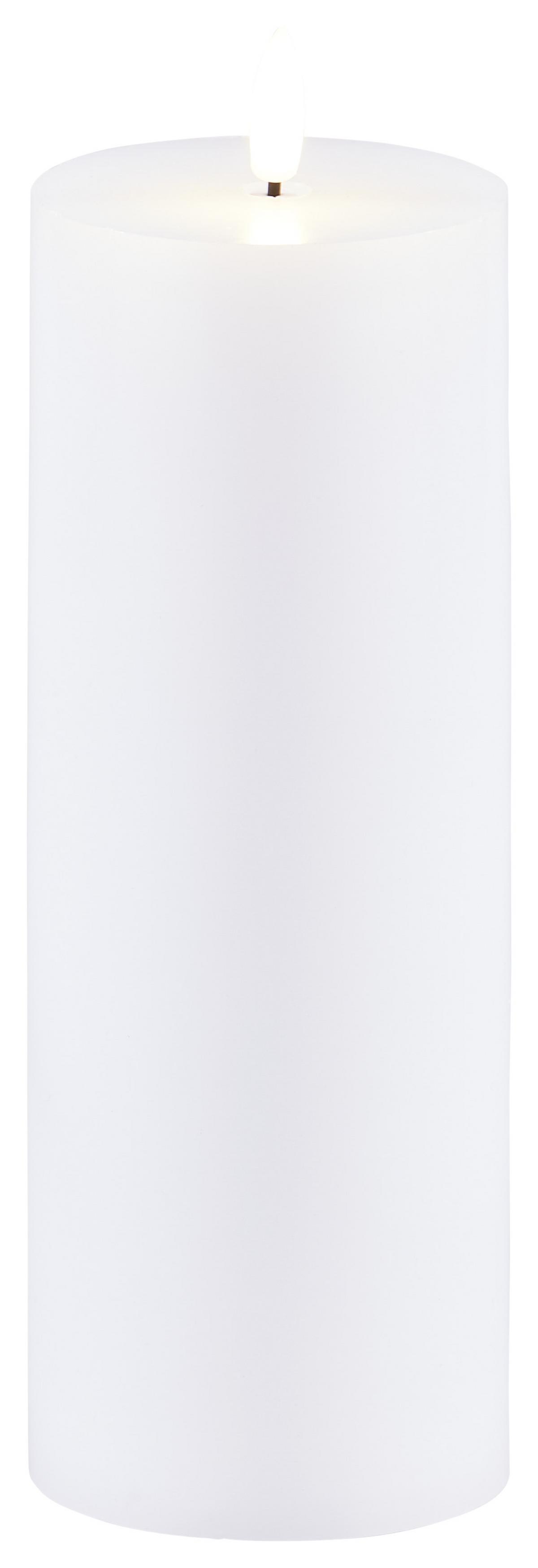 LED-Kerze Mara Weiß mit Timer DxH: 7,5x22,8 cm - Weiß, Basics, Naturmaterialien/Kunststoff (7,5/22,8cm) - Luca Bessoni