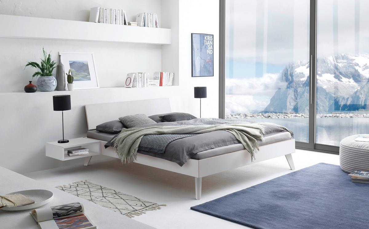 Bett Ancona, Weiß 200x200 cm - Weiß, Natur, Holzwerkstoff (200/200cm) - Hasena