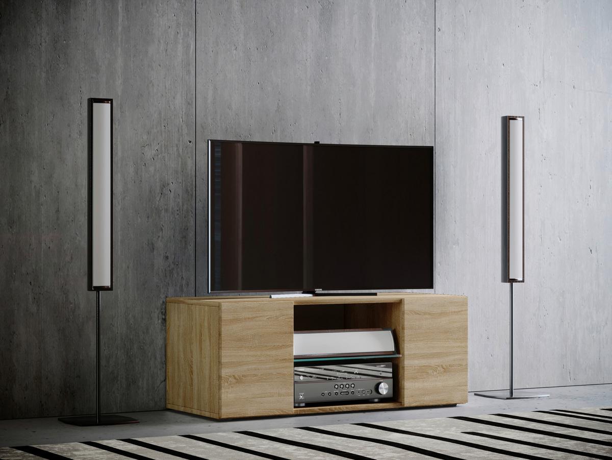 TV - skrinka Lowina š: 95 cm dub sonoma - čierna/farba duba, Konventionell, kompozitné drevo/plast (95/40/36cm) - MID.YOU