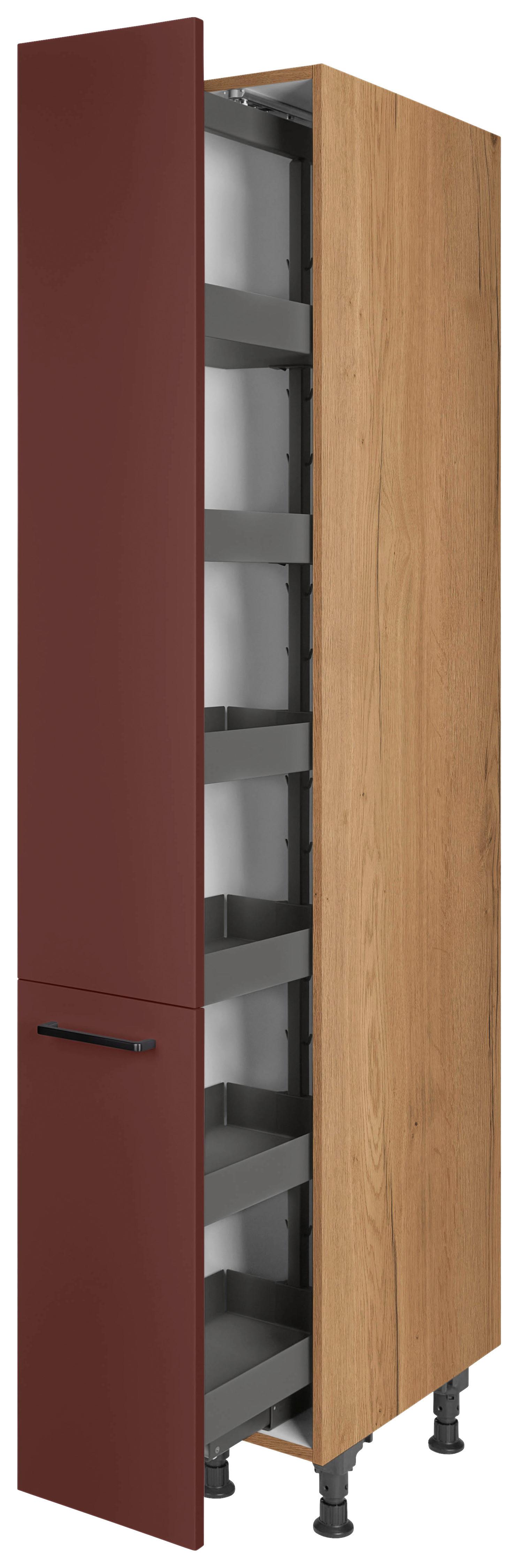 Apothekerschrank Easytouch - Eichefarben/Rot, MODERN, Holzwerkstoff/Metall (30/216,6/58cm) - Nobilia