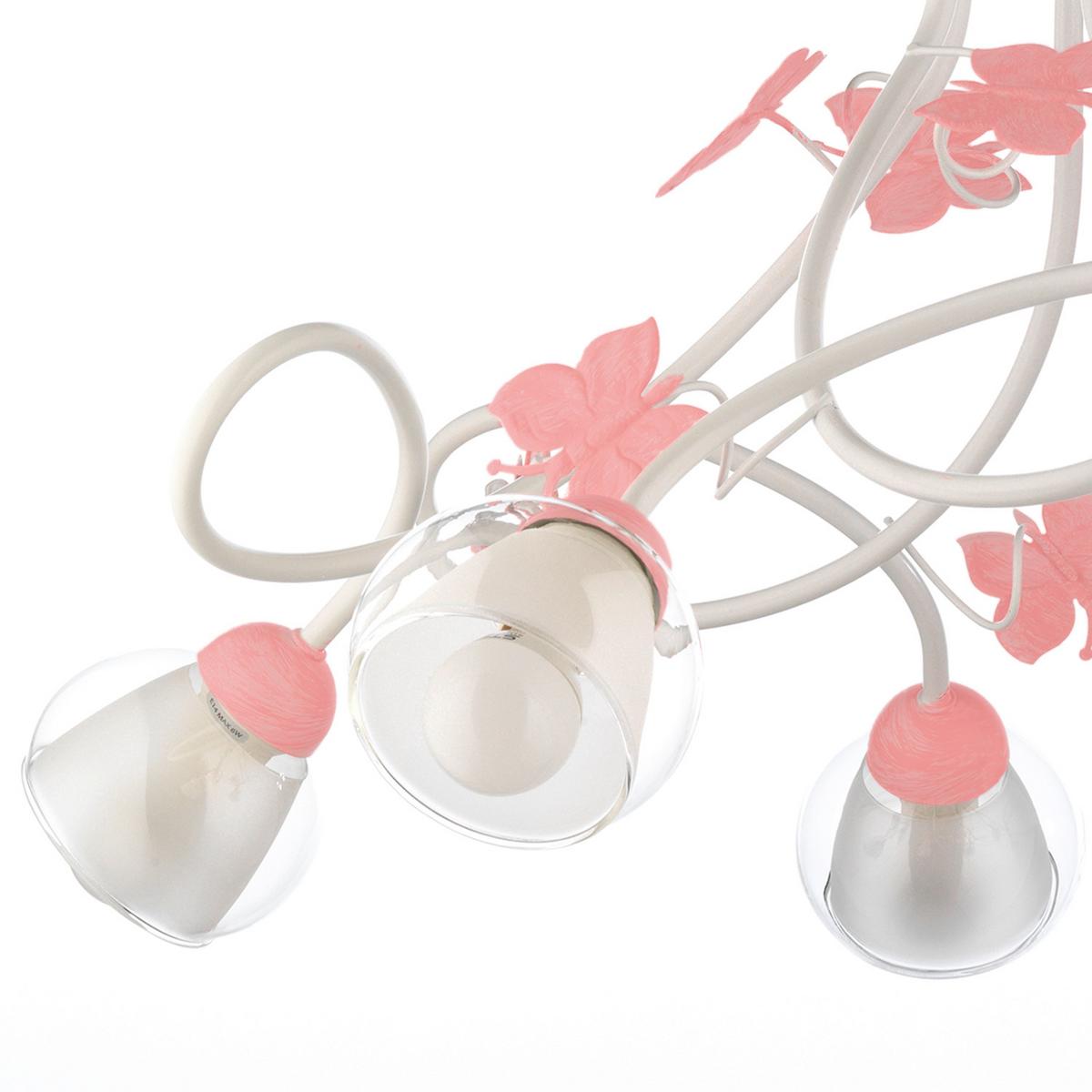 Kinderhängeleuchte 4924/5 - Pink/Weiß, Basics, Glas/Metall (70/80cm)