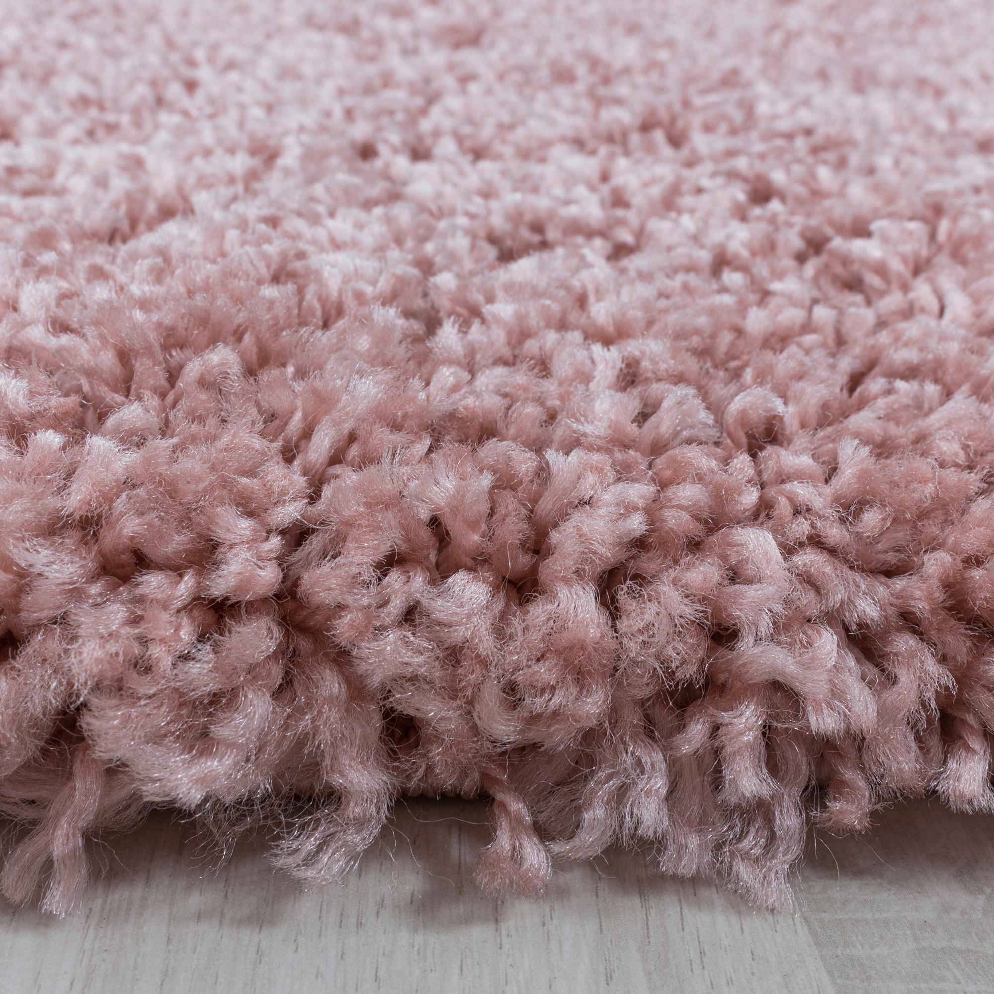 Hochflor Teppich Rosa Naturfaser Sydney Ø 80 cm - Rosa, Basics, Textil (80cm)