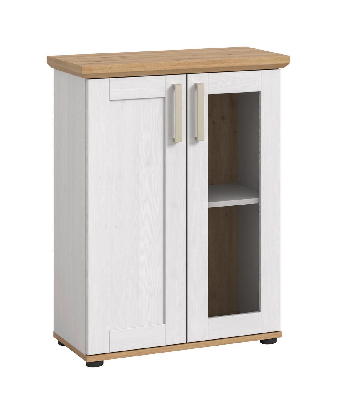 Vitrine Verona Lärchefarben /Eiche Dekor B: 64cm - Lärchefarben/Schwarz, Design, Holzwerkstoff (64/88/37cm) - Livetastic