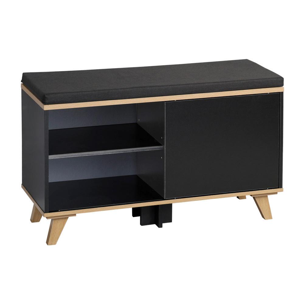 GARDEROBENBANK Eiche/Schwarz B: 77cm - Eichefarben/Schwarz, Basics, Holzwerkstoff/Textil (77/48/30cm) - Kesper