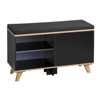 GARDEROBENBANK Eiche/Schwarz B: 77cm - Eichefarben/Schwarz, Basics, Holzwerkstoff/Textil (77/48/30cm) - Kesper