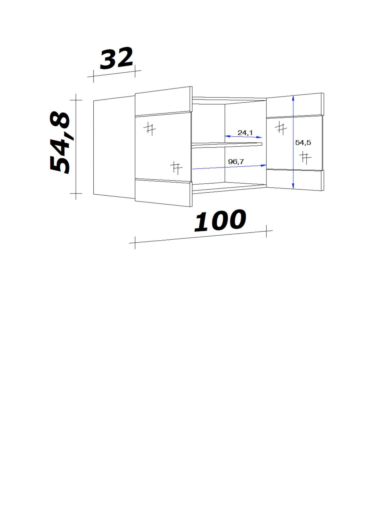Horná kuchynská skrinka AVILA AVILA HG 100 - barvy dubu/černá, Moderní, kov/kompozitní dřevo (100/54/32cm) - FlexWell