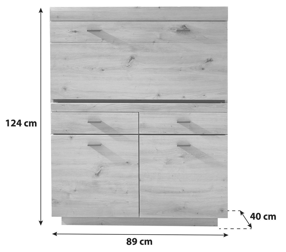 Sekretär Madera II 40a6hh28 - Graphitfarben/Eiche Artisan, MODERN, Holzwerkstoff (98/124/40cm) - Livetastic