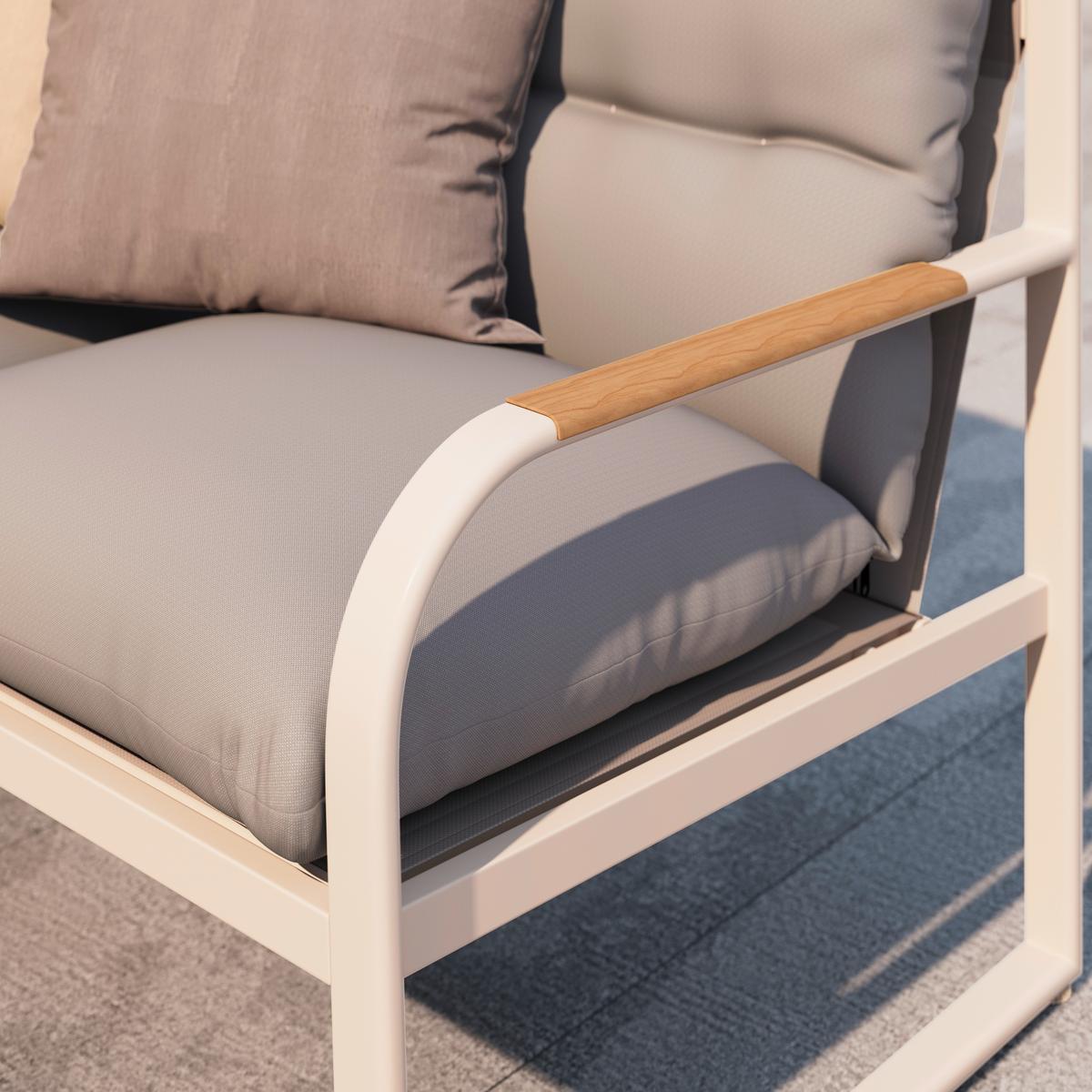 TERASOVÁ SEDACÍ SOUPRAVA FLORENZ 1 - barvy teak/světle šedá, Moderní, kov/textil - Mömax