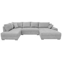 Rohová sedačka SENSO U, levá, světle šedá,úl.prostor a lůžko - světle šedá/barvy chromu, Moderní, dřevo/textil (197/346/183cm)