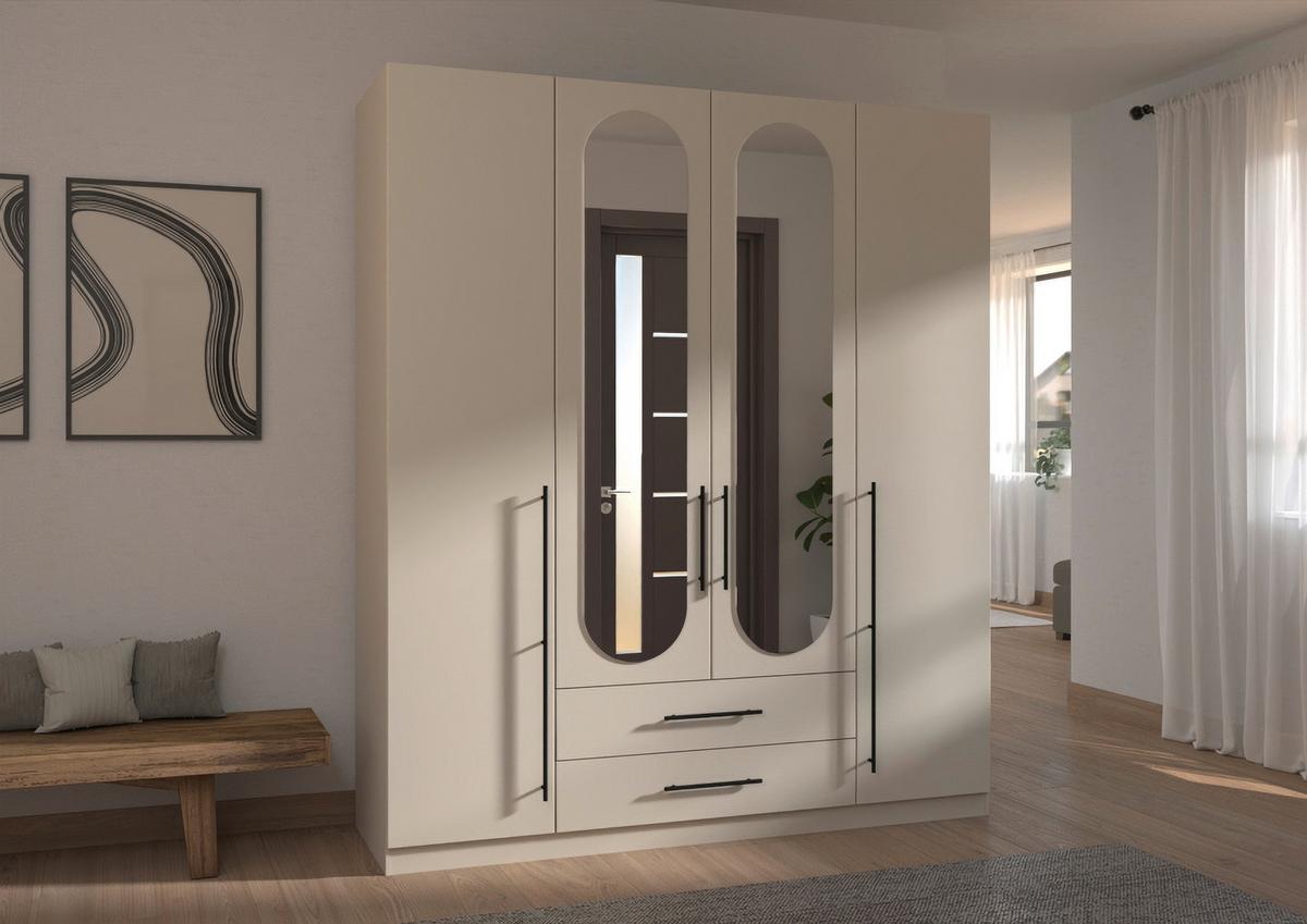 ŠATNÍ SKŘÍŇ S OTOČNÝMI DVEŘMI VERLORA, šířka 181 cm - černá/šampaňská, Konvenční, kov/kompozitní dřevo (181/210/54cm) - Mömax