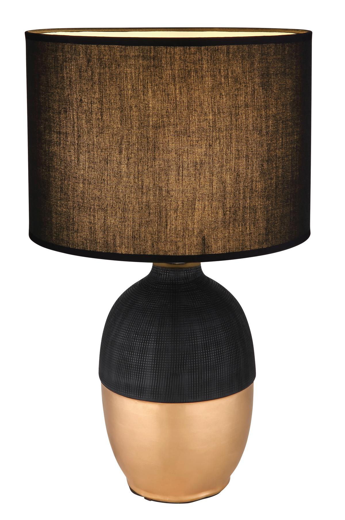 Tischleuchte 21627b - Goldfarben/Schwarz, KONVENTIONELL, Keramik/Textil (25/43cm) - Globo