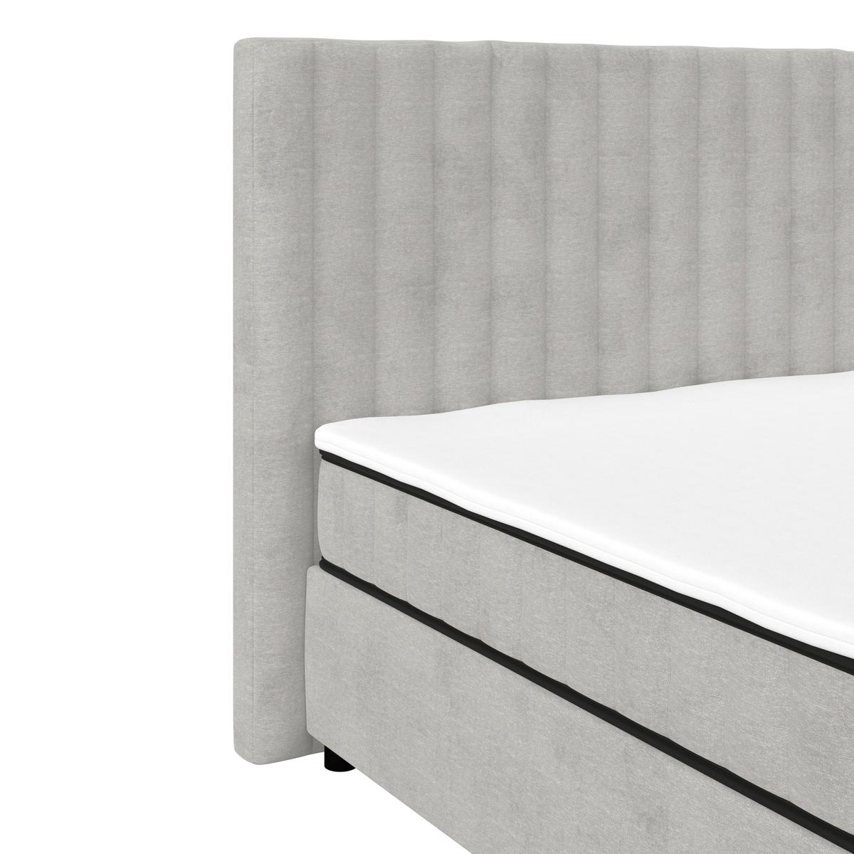 Boxbett Maya inkl. Bettkasten Hellgrau 180x220 cm - Hellgrau/Schwarz, MODERN, Holz/Holzwerkstoff (180/220cm)