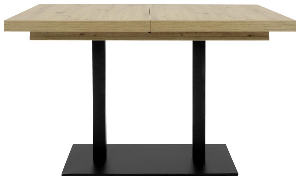 Esstisch ausziehbar Quadrato LxB: 120x80 cm Eiche Dekor - Schwarz/Eiche Artisan, KONVENTIONELL, Holzwerkstoff/Metall (120/80/74cm) - MID.YOU