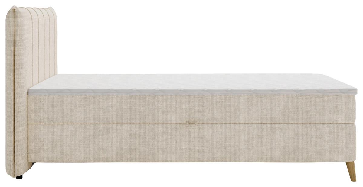 Americká posteľ VELORIA 140x200, béžová - prírodná farba/béžová, Konventionell, drevo/textil (140/200cm) - Mömax