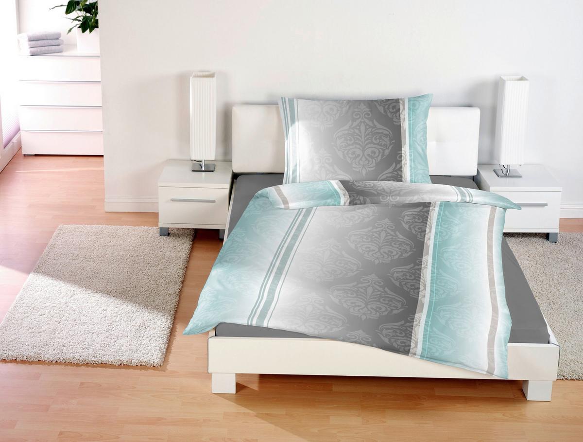 Bettwäsche 140x200 cm Natalia Bunt in verschiedenen Designs - Blau/Beige, KONVENTIONELL, Textil - Ondega
