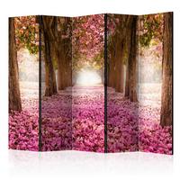 Paravent Braun Pink B: 225 Cm - Pink/Braun, Basics, Holz/Textil (225/172/3cm) - artgeist